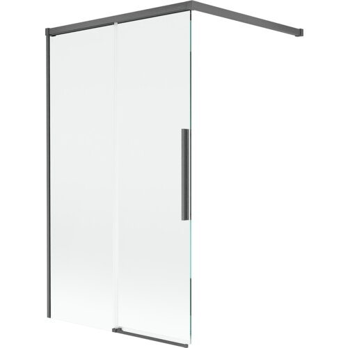 Mexen Rox parawan nawannowy 2-skrzydłowy rozsuwany 100 x 150 cm, transparent, gun gray szczotkowany - 8C9-100-003-66-00