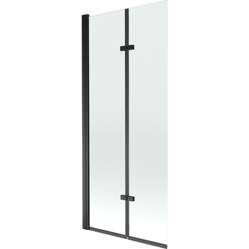 Przezroczysty, dwuskrzydłowy parawan nawannowy z czarnymi elementami konstrukcyjnymi. Produkt ma prosty, nowoczesny design i jest oznaczony jako "Mexen Castor parawan nawannowy 2-skrzydłowy 80 x 150 cm, transparent, czarny - 892-080-002-70-00".