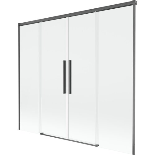 Mexen Rox parawan nawannowy 2-skrzydłowy rozsuwany 180 x 150 cm, transparent, gun gray szczotkowany - 8C9-180-002-66-00