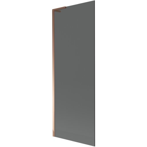 Na zdjęciu widoczny jest parawan nawannowy o prostokątnym kształcie, z grafitowym szkłem i ramą w kolorze różowego złota. Produkt ma elegancki, nowoczesny design.