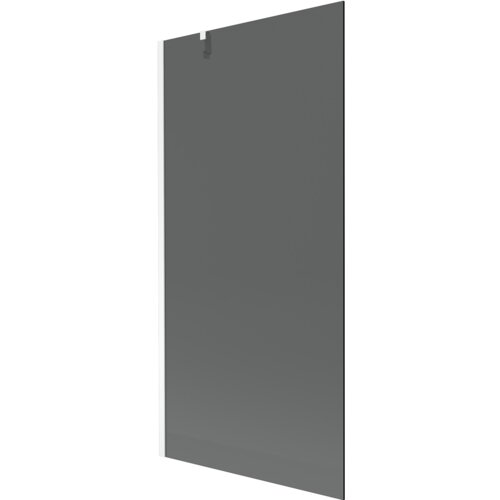 Grafitowy, jednoskrzydłowy parawan nawannowy o wymiarach 90 x 150 cm z białymi elementami montażowymi. Produkt ma prosty, nowoczesny design.