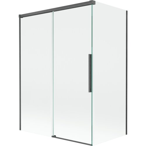 Mexen Rox parawan nawannowy 2-skrzydłowy rozsuwany 120 + 70 x 150 cm, transparent, gun gray szczotkowany - 8C9-120-070-66-00