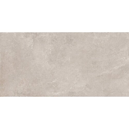 Na zdjęciu widoczna jest płytka podłogowo-ścienna o wymiarach 120 x 60 cm, z delikatnym wzorem przypominającym naturalny kamień w odcieniach szarości. Powierzchnia płytki jest gładka i szkliwiona, co nadaje jej elegancki wygląd.