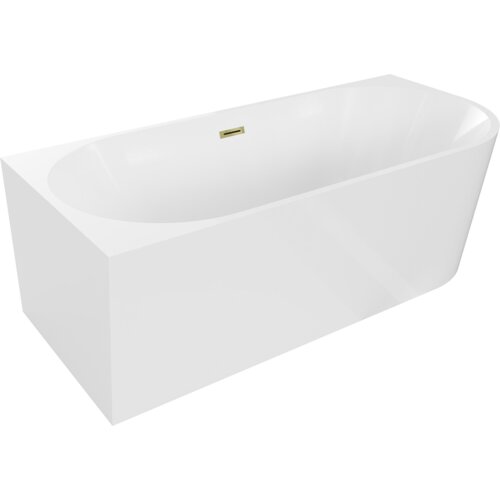 Mexen Mia wanna wolnostojąca narożna lewa 180 x 80 cm, biała, przelew złoty - 52691808000L-50