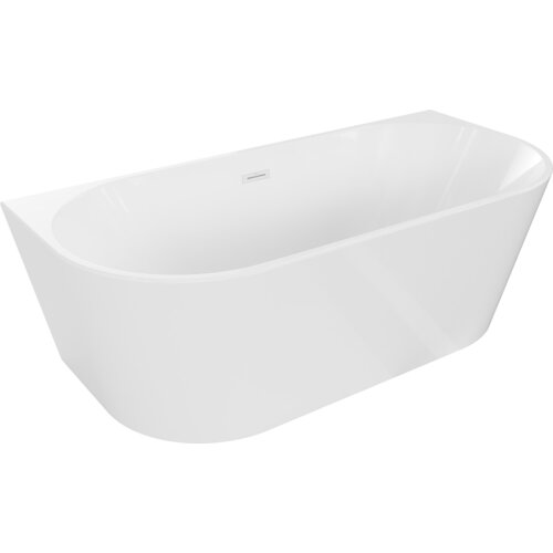 Biała, wolnostojąca wanna o owalnym kształcie z przelewem, o wymiarach 160 x 80 cm. Produkt ma gładką powierzchnię i minimalistyczny design.