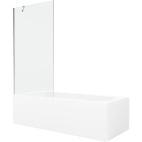 Mexen Vega wanna prostokątna 160 x 70 cm z obudową i parawanem 1-skrzydłowym 90 cm, transparent, chrom - 550116070X9509000001