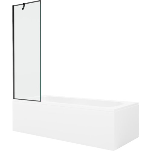Mexen Vega wanna prostokątna 170 x 70 cm z obudową i parawanem 1-skrzydłowym 60 cm, czarny wzór - 550117070X9506007070
