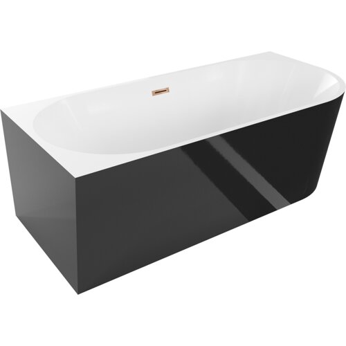 Mexen Mia wanna wolnostojąca narożna lewa 180 x 80 cm, biała/czarna, przelew różowe złoto - 52691808075L-60