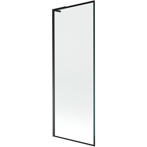 Na zdjęciu widoczny jest prostokątny parawan nawannowy z jedną szklaną taflą, otoczony czarną ramką. Produkt ma minimalistyczny design i jest przeznaczony do montażu na wannie.