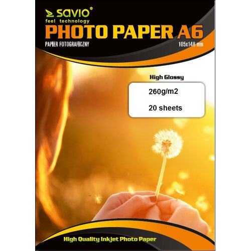 Papier fotograficzny SAVIO A6 PA-17 20 arkuszy