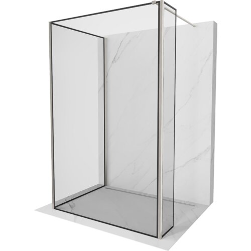 Mexen Kioto ścianka prysznicowa Walk-in 140 x 120 x 30 cm, czarna ramka, nikiel szczotkowany - 800-140-120-221-97-70-030