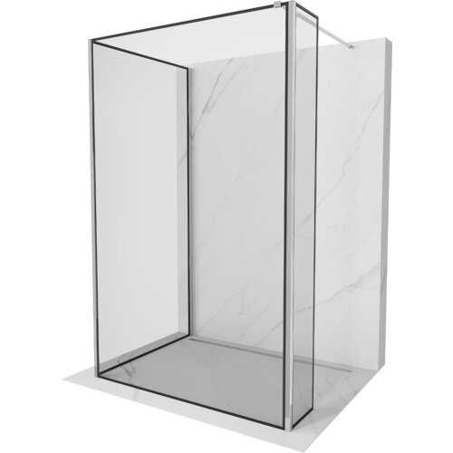 Mexen Kioto ścianka prysznicowa Walk-in 130 x 70 x 30 cm, czarna ramka, chrom - 800-130-070-221-01-70-030