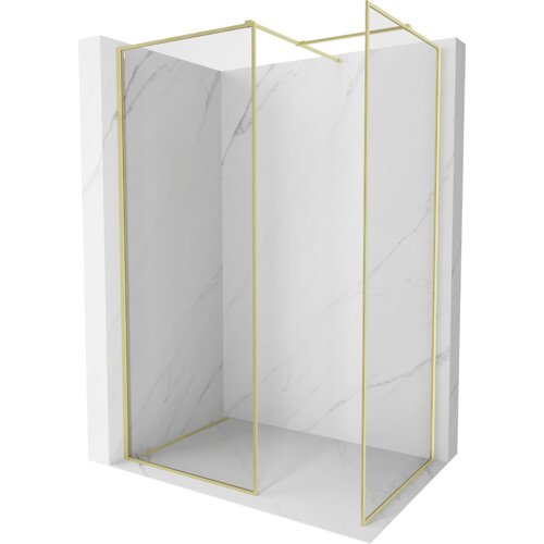 Mexen Kioto-F ścianka prysznicowa Walk-in z ramką 90 x 70 cm, transparent 8 mm, złota szczotkowana - 800-090-202-04-55-070