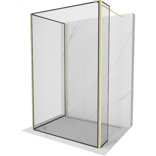 Mexen Kioto ścianka prysznicowa Walk-in 120 x 80 x 30 cm, czarna ramka, złota szczotkowana - 800-120-080-221-55-70-030