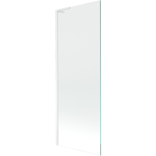 Przezroczysty, jednoskrzydłowy parawan nawannowy o wymiarach 70 x 150 cm z białą ramą. Produkt jest prosty w formie, bez widocznych ozdób czy dodatkowych elementów.