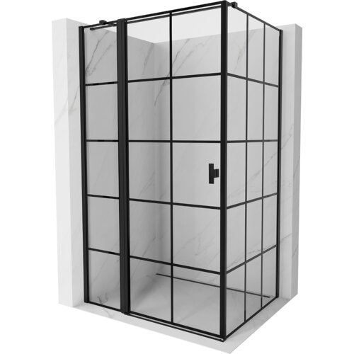 Mexen Mist T kabina prysznicowa uchylna lewa 90 x 95 cm, czarna kratka, czarna - 8A4T-090-095-70-77-L