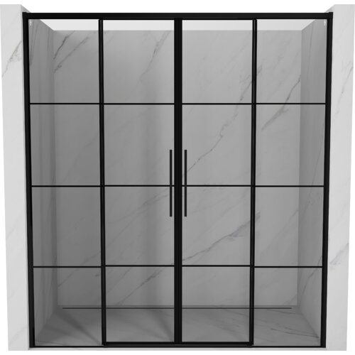Mexen Rox drzwi prysznicowe rozsuwane 200 cm, czarna kratka, czarne - 8C2-200-002-70-77