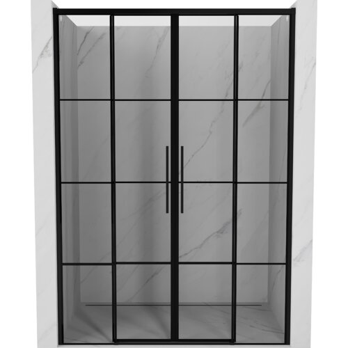 Mexen Rox drzwi prysznicowe rozsuwane 140 cm, czarna kratka, czarne - 8C2-140-002-70-77