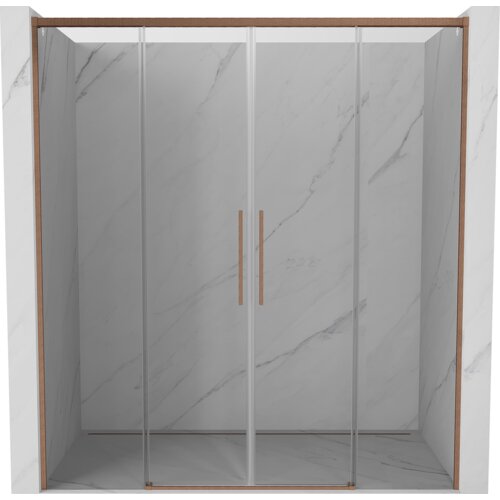 Mexen Rox drzwi prysznicowe rozsuwane 180 cm, transparent, miedź szczotkowana - 8C2-180-002-65-00