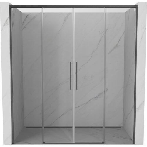 Mexen Rox drzwi prysznicowe rozsuwane 180 cm, transparent, gun gray szczotkowany - 8C2-180-002-66-00