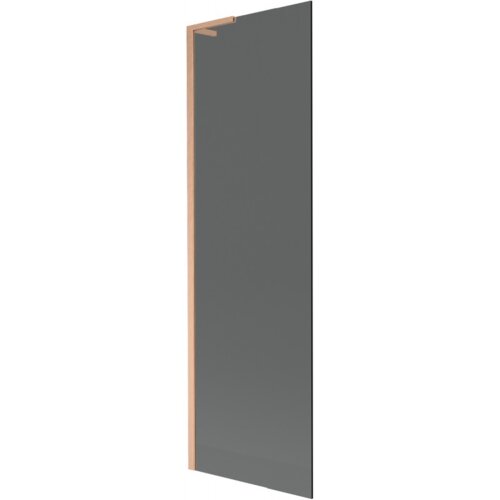 Przedstawiony jest parawan nawannowy o prostokątnym kształcie, wykonany z ciemnego szkła z ramą w kolorze miedzi szczotkowanej. Produkt ma minimalistyczny design i nie zawiera żadnych widocznych napisów ani logo.