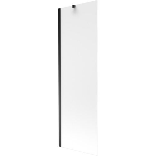 Na zdjęciu znajduje się szklany parawan nawannowy o matowej powierzchni z czarną ramą. Produkt to "Mexen Next parawan nawannowy 1-skrzydłowy 60 x 150 cm, szron, czarny - 895-060-000-00-30-70".