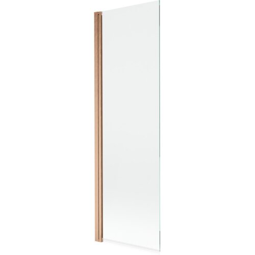 Przezroczysty parawan nawannowy z jednym skrzydłem, o wymiarach 70 x 150 cm, z miedzianym szczotkowanym wykończeniem po jednej stronie. Produkt ma prosty, nowoczesny design.
