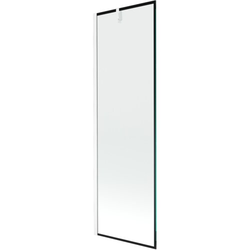 Na zdjęciu znajduje się jednoskrzydłowy parawan nawannowy o wymiarach 60 x 150 cm z czarną ramką i chromowanymi elementami. Produkt jest przedstawiony na białym tle.