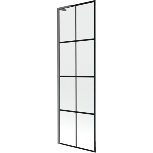 Mexen Next L parawan nawannowy 1-skrzydłowy 60 x 150 cm, czarna kratka, gun gray szczotkowany - 895-060-000-03-77-66