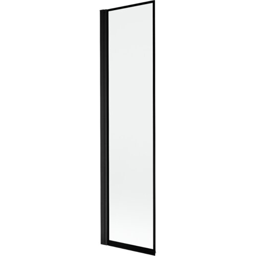 Czarny, jednoskrzydłowy parawan nawannowy o prostokątnym kształcie, z przezroczystym szkłem i czarną ramką. Produkt ma wymiary 50 x 150 cm.