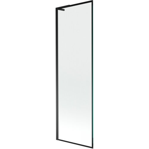 Przedstawiony jest prostokątny parawan nawannowy z przezroczystego szkła, otoczony czarną ramką. Produkt ma minimalistyczny design i jest jednoskrzydłowy.