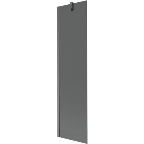 Grafitowy, jednoskrzydłowy parawan nawannowy o wymiarach 50 x 150 cm z wykończeniem gun gray szczotkowanym. Produkt ma prostokątny kształt i jest wyposażony w metalowy uchwyt na górze.
