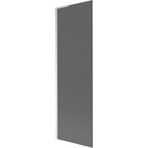 Przedstawiony jest prostokątny, jednoskrzydłowy parawan nawannowy w kolorze grafitowym z niklowanym, szczotkowanym wykończeniem. Produkt ma minimalistyczny design i gładką powierzchnię.
