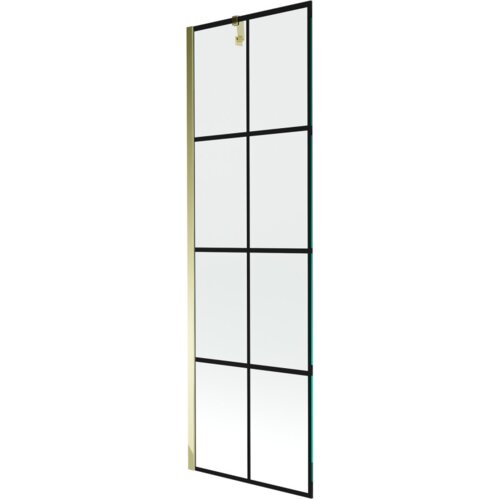 Mexen Next parawan nawannowy 1-skrzydłowy 60 x 150 cm, czarna kratka, złoty - 895-060-000-00-77-50