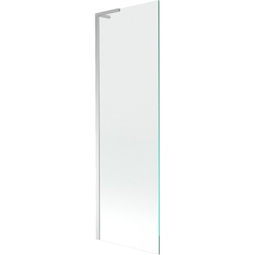 Przezroczysty, jednoskrzydłowy parawan nawannowy o wymiarach 60 x 150 cm z chromowanymi elementami. Produkt ma prosty, nowoczesny design.