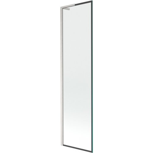 Przedstawiony jest parawan nawannowy o wymiarach 50 x 150 cm z czarną ramką i wykończeniem w kolorze niklu szczotkowanego. Produkt ma prostokątny kształt i jednoskrzydłową konstrukcję.