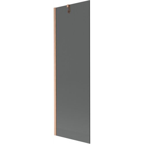 Przedstawiony jest parawan nawannowy o wymiarach 60 x 150 cm, w kolorze grafitowym z miedzianymi, szczotkowanymi elementami. Produkt ma prostokątny kształt i widoczny jest uchwyt w górnej części.
