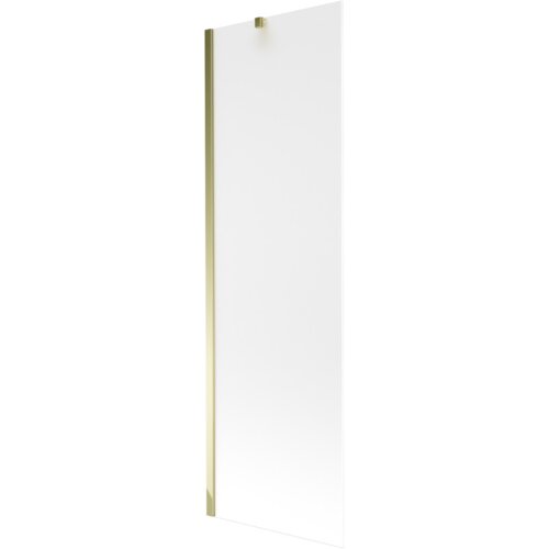 Szklany parawan nawannowy o matowej powierzchni z jednym skrzydłem, posiada złote elementy montażowe. Produkt ma wymiary 60 x 150 cm.