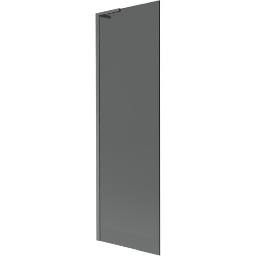 Przedstawiony jest pojedynczy, prostokątny parawan nawannowy w kolorze grafitowym z wykończeniem gun gray szczotkowanym. Produkt ma minimalistyczny design z gładką powierzchnią i prostymi liniami.