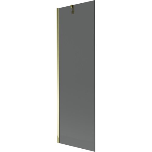 Grafitowy, jednoskrzydłowy parawan nawannowy o wymiarach 60 x 150 cm z widocznymi złotymi elementami montażowymi. Produkt ma prosty, nowoczesny design.