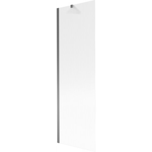 Przezroczysty parawan nawannowy z pionowymi prążkami, wykonany z materiału w kolorze gun metal, o wymiarach 60 x 150 cm. Produkt jest jednoskrzydłowy i ma prosty, nowoczesny design.