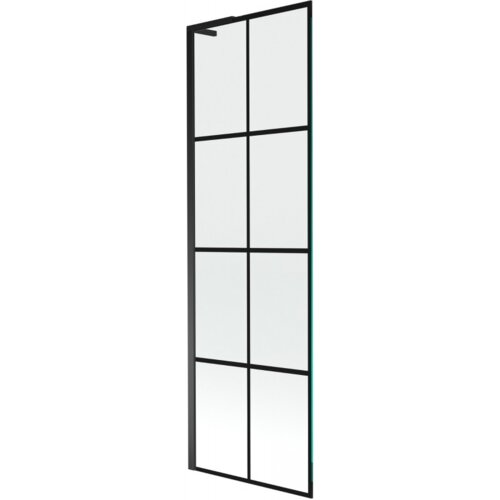 Przesłany obraz przedstawia jednoskrzydłowy parawan nawannowy o wymiarach 60 x 150 cm z czarną kratką. Parawan ma prostokątną formę z wyraźnymi czarnymi liniami dzielącymi powierzchnię na osiem równych prostokątów.