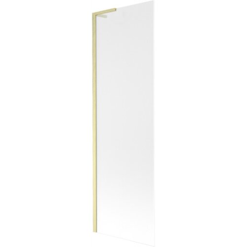 Na zdjęciu znajduje się parawan nawannowy o wymiarach 60 x 150 cm z pojedynczym skrzydłem, wykonany z mrożonego szkła i wykończony w złotym szczotkowanym kolorze. Produkt ma prostą, nowoczesną formę z widoczną złotą ramą.