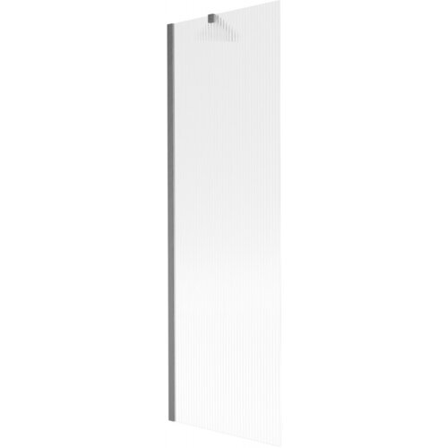 Przezroczysty parawan nawannowy z pionowymi prążkami, wykonany z materiału w kolorze gun gray szczotkowanym, o wymiarach 60 x 150 cm. Produkt jest jednoskrzydłowy i ma prosty, nowoczesny design.