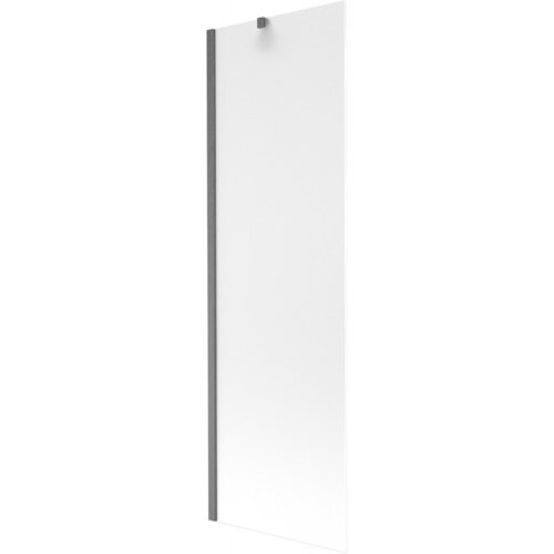 Przedstawiony jest pojedynczy, prostokątny parawan nawannowy o matowej powierzchni, z szarym, szczotkowanym wykończeniem na krawędzi. Produkt ma minimalistyczny design i nie zawiera żadnych widocznych napisów ani logo.