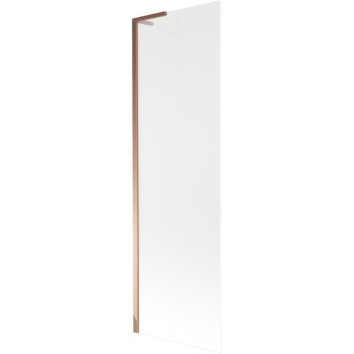 Przezroczysty parawan nawannowy z jednym skrzydłem, o wymiarach 60 x 150 cm, z matowym wykończeniem i ramą w kolorze różowego złota. Produkt nie zawiera żadnych widocznych napisów ani logo.