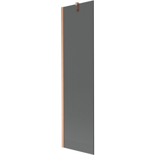 Przedstawiony jest parawan nawannowy o wymiarach 50 x 150 cm, w kolorze grafitowym z elementami w odcieniu miedzi szczotkowanej. Produkt ma prostokątny kształt i widoczny jest uchwyt montażowy.