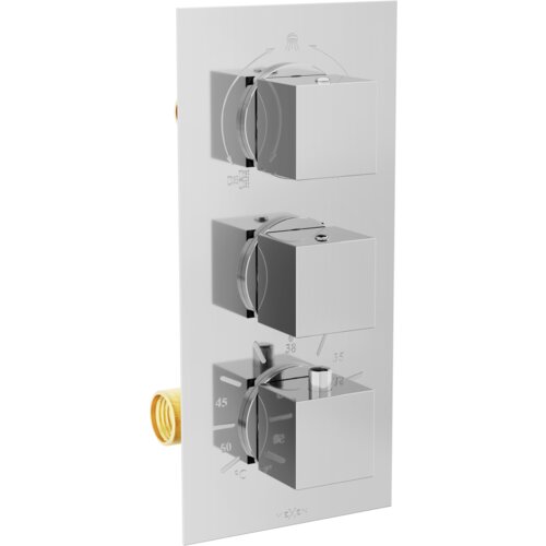 Mexen Cube termostatyczna bateria wannowo-prysznicowa 3-wyjściowa, chrom - 77503-00