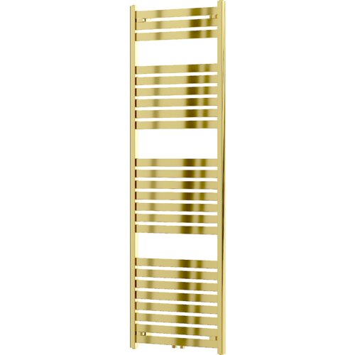 Złoty grzejnik łazienkowy o wymiarach 1800 x 600 mm z poziomymi, równomiernie rozmieszczonymi rurkami. Produkt ma eleganckie, błyszczące wykończenie.