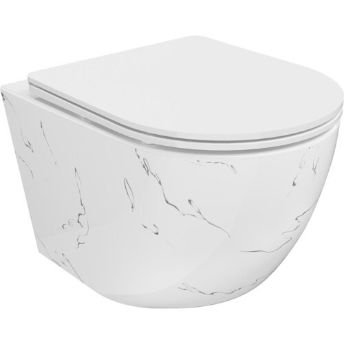 Mexen Lena miska wc Rimless z deską wolnoopadającą slim, duroplast, biała kamień - 30224093